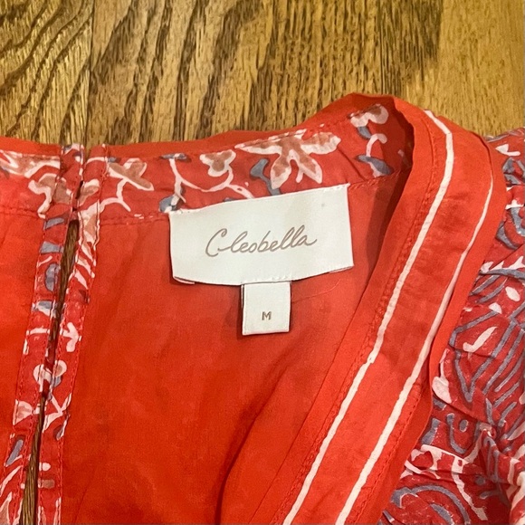 Cleobella Women’s Blair 100% Cotton Floral Ruffle Wrap Mini Dress Red Size 4 - Picture 3 of 14